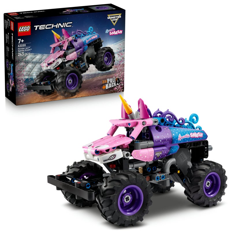 LEGO Technic Monster Jam Sparkle Smash Pull-Back 42220 Building Toy Set (243 Pieces) - Image 1